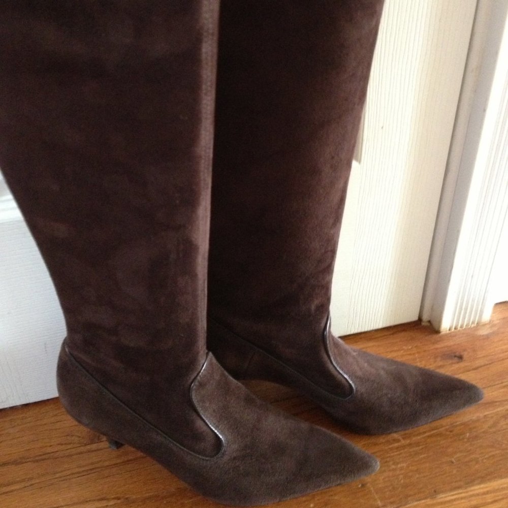Cole Haan Brown Suede Stretch Pull-On Boots, 6.5M